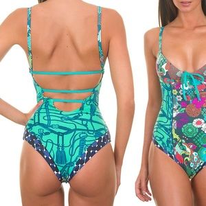 MAAJI Equestrian 🐴 Hipic Flirty Royal Riders Reversible One Piece Swimsuit - M
